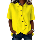 Women's Collared Button Blouse - Casual Everyday Shirt | Spring - Yellow