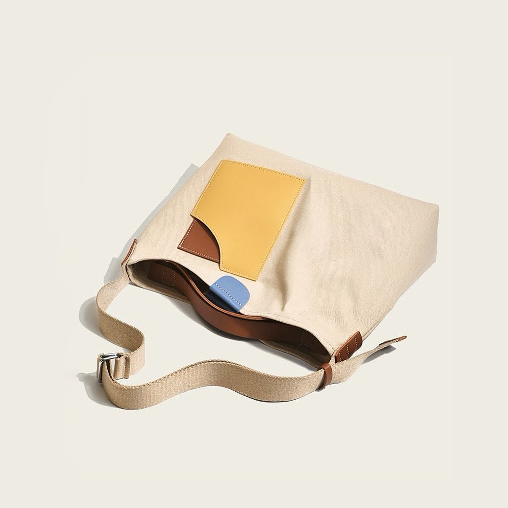Women's Color Block Canvas Tote Bag - Everyday Shoulder Bag | Summer
