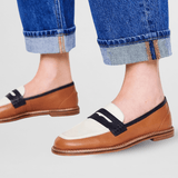 Women's Colorblock Loafers - Playful Comfort Flats | Spring - Brown