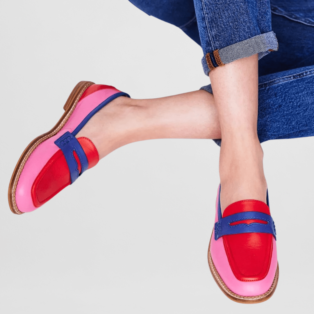 Women's Colorblock Loafers - Playful Comfort Flats | Spring - Pink