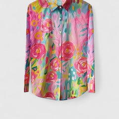 Women's Colorful Print Blouse - Versatile Everyday Style | Spring