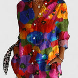 Women's Colorful Print Blouse - Versatile Everyday Style | Spring - Multi-colored 2
