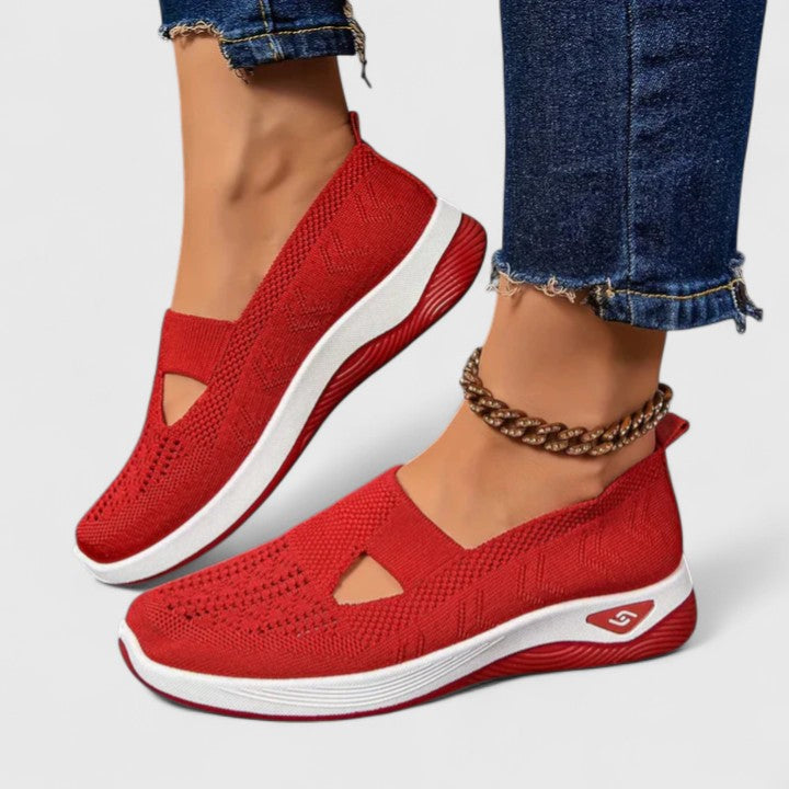 Women's Comfort Sneakers - Supportive Everyday Shoe | Spring - Red