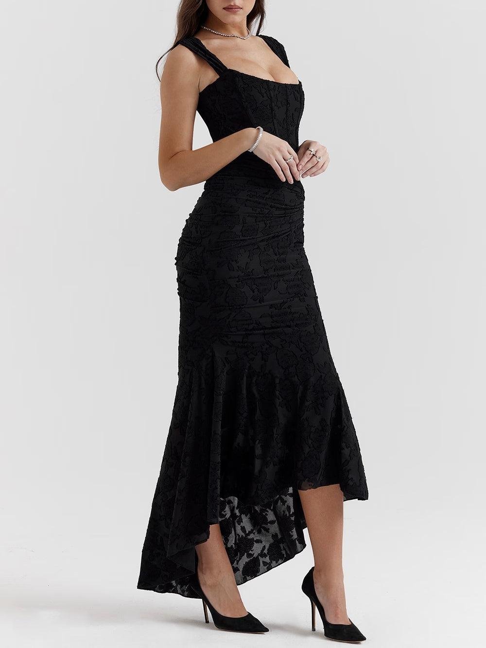 Women's Corset Jacquard Lace Mermaid Midi Dress - Formal Wedding