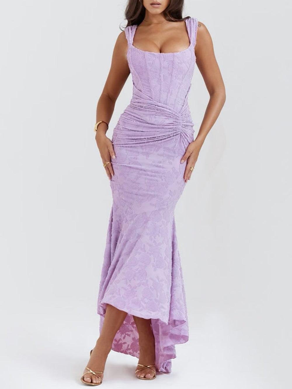 Women's Corset Jacquard Lace Mermaid Midi Dress - Formal Wedding