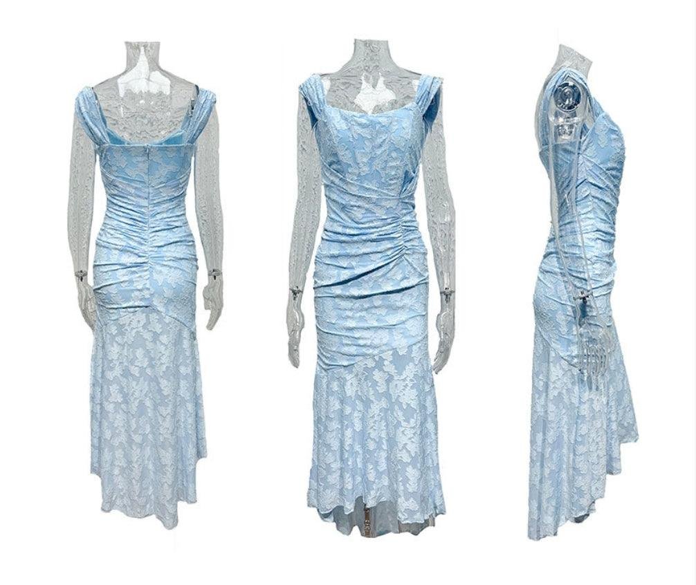 Women's Corset Jacquard Lace Mermaid Midi Dress - Formal Wedding