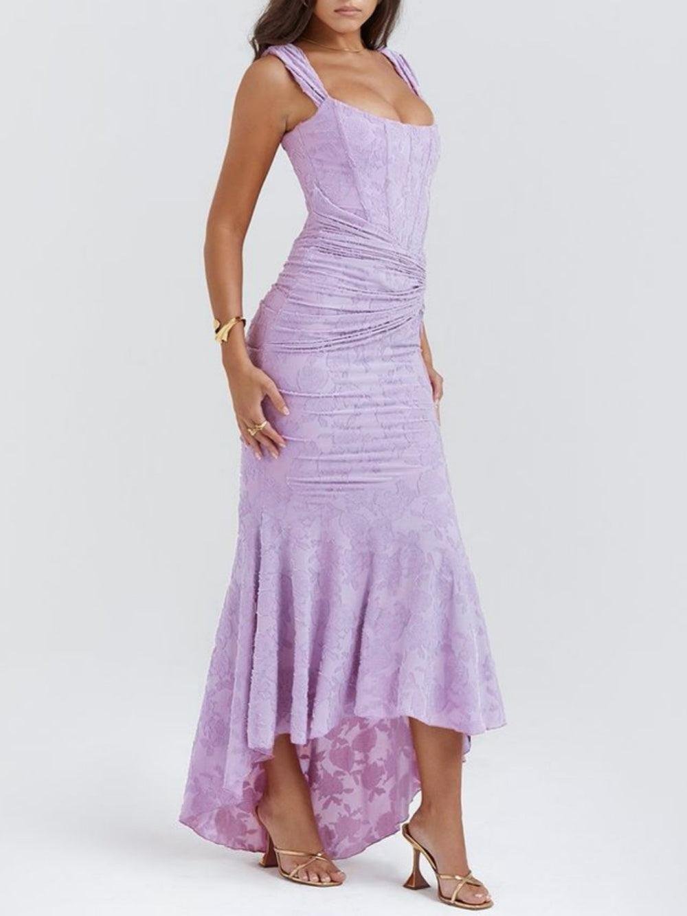 Women's Corset Jacquard Lace Mermaid Midi Dress - Formal Wedding