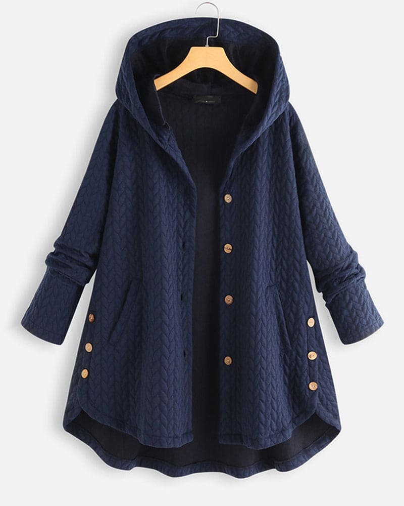 Women's Cotton Hoodie Jacket with Drawstring - Casual Comfort | Fall - Blue