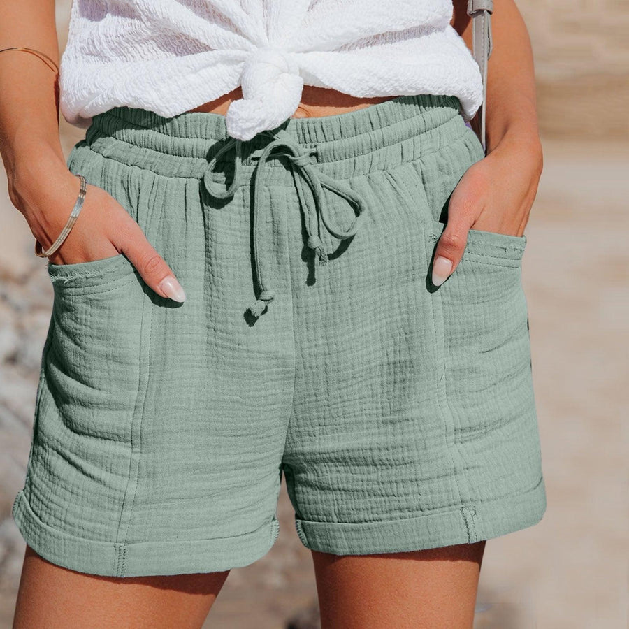 Women's Cotton Shorts | High-Waist | Summer - Green