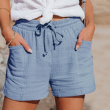 Women's Cotton Summer Shorts - Lightweight & Breathable - Blue