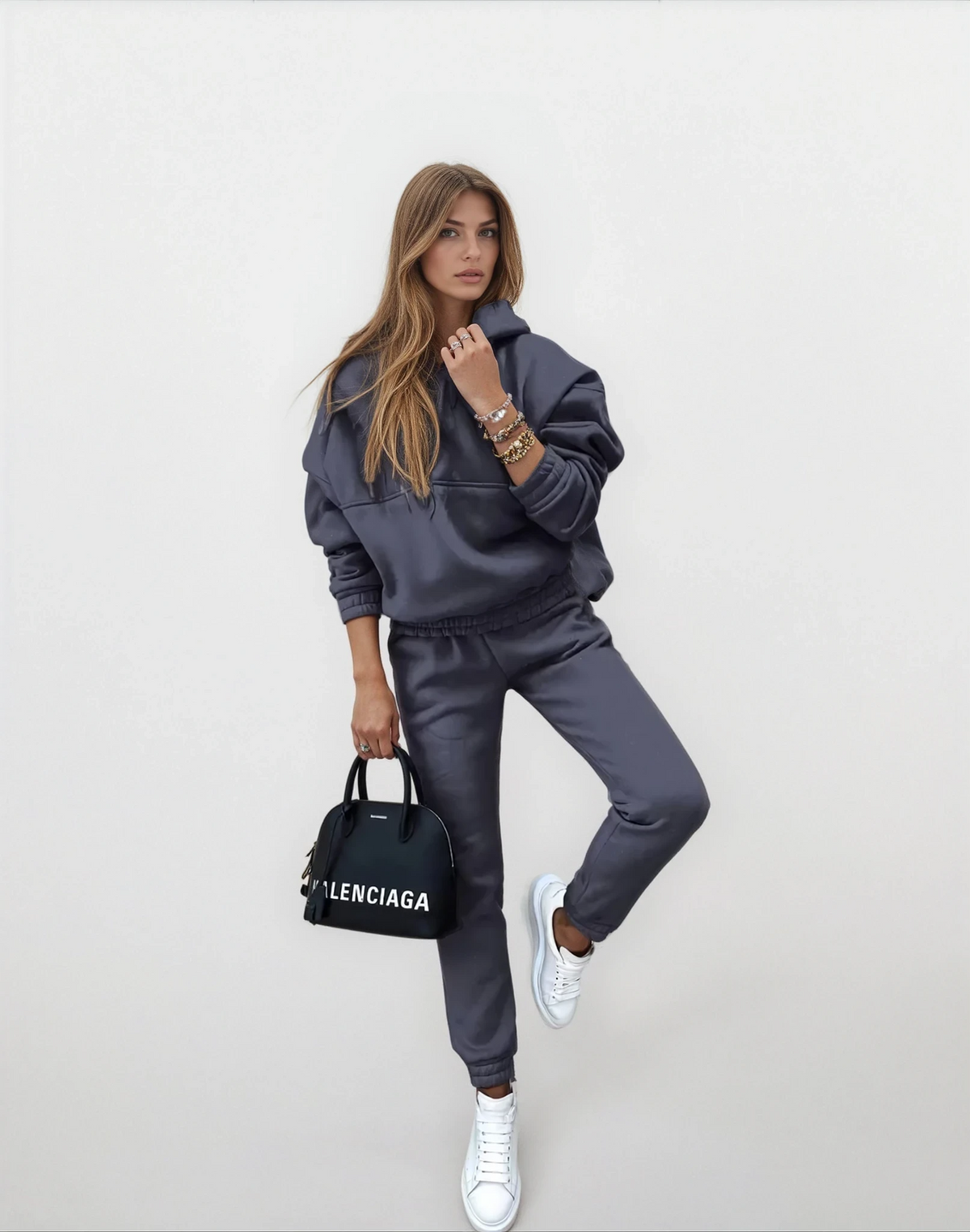 Women's Cotton Tracksuit | Hooded | Cozy Comfort | Winter - Dark Gray