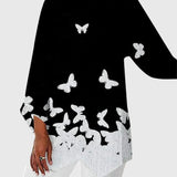 Women's Crew Neck Top - Elegant Printed Design | Autumn - Beige