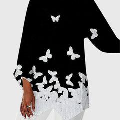 Women's Crew Neck Top - Elegant Printed Design | Autumn - Beige