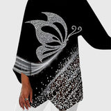 Women's Crew Neck Top - Elegant Printed Design | Autumn - Black