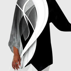 Women's Crew Neck Top - Elegant Printed Design | Autumn - Grey
