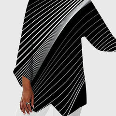 Women's Crew Neck Top - Elegant Printed Design | Autumn - White