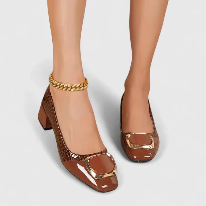 Women's Croc-Embossed Block Heel Loafers - Polished Sophistication