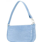 Women's Crocodile-Print Shoulder Bag | Compact | Winter - Blue