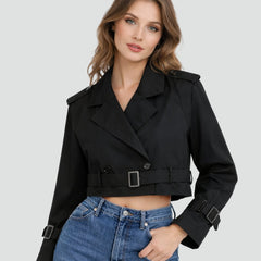 Women's Cropped Double-Breasted Belted Trench Jacket | Spring