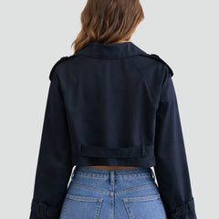 Women's Cropped Double-Breasted Belted Trench Jacket | Spring
