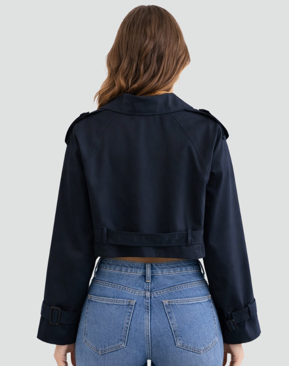 Women's Cropped Double-Breasted Belted Trench Jacket | Spring