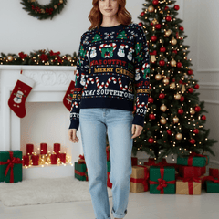 Women's Cropped Jacquard Sweater | Festive Graphic | Winter