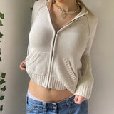 Women's Cropped Knit Vest | Zip Closure | Winter - White