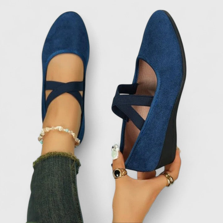 Women's Cross Strap Ballet Flats - Lightweight Summer Comfort - Blue
