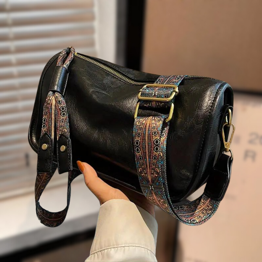 Women's Crossbody Bag - Structured Shoulder Style - Black