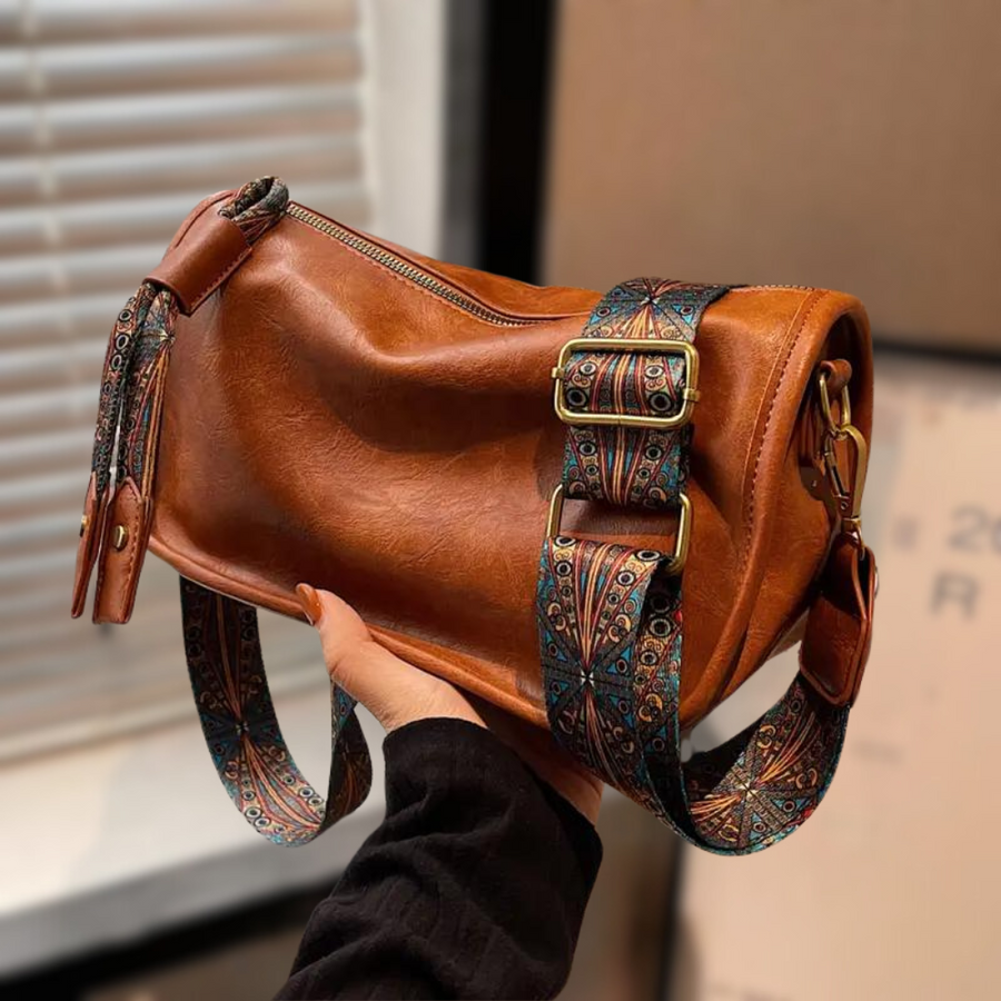 Women's Crossbody Bag - Structured Shoulder Style - Brown