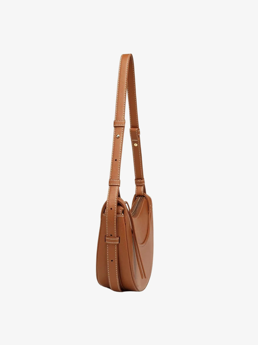 Women's Curved Crossbody Bag with Tassel - Half Moon Shape