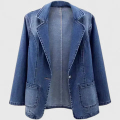 Women's Denim Jacket - Casual Elegance | Spring - Denim Blue