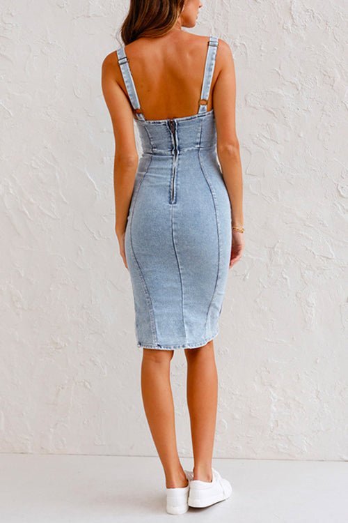 Women's Denim Midi Dress | Bodycon | Summer