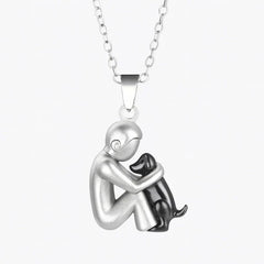 Women's Dog Pendant Necklace - Pet Memorial Jewelry - Black 2