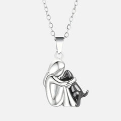 Women's Dog Pendant Necklace - Pet Memorial Jewelry - Black