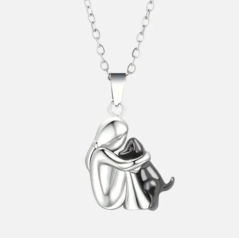 Women's Dog Pendant Necklace - Pet Memorial Jewelry - Black