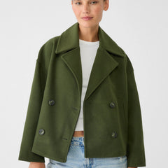 Women's Double Breasted Blazer - Classic Summer Jacket - Green