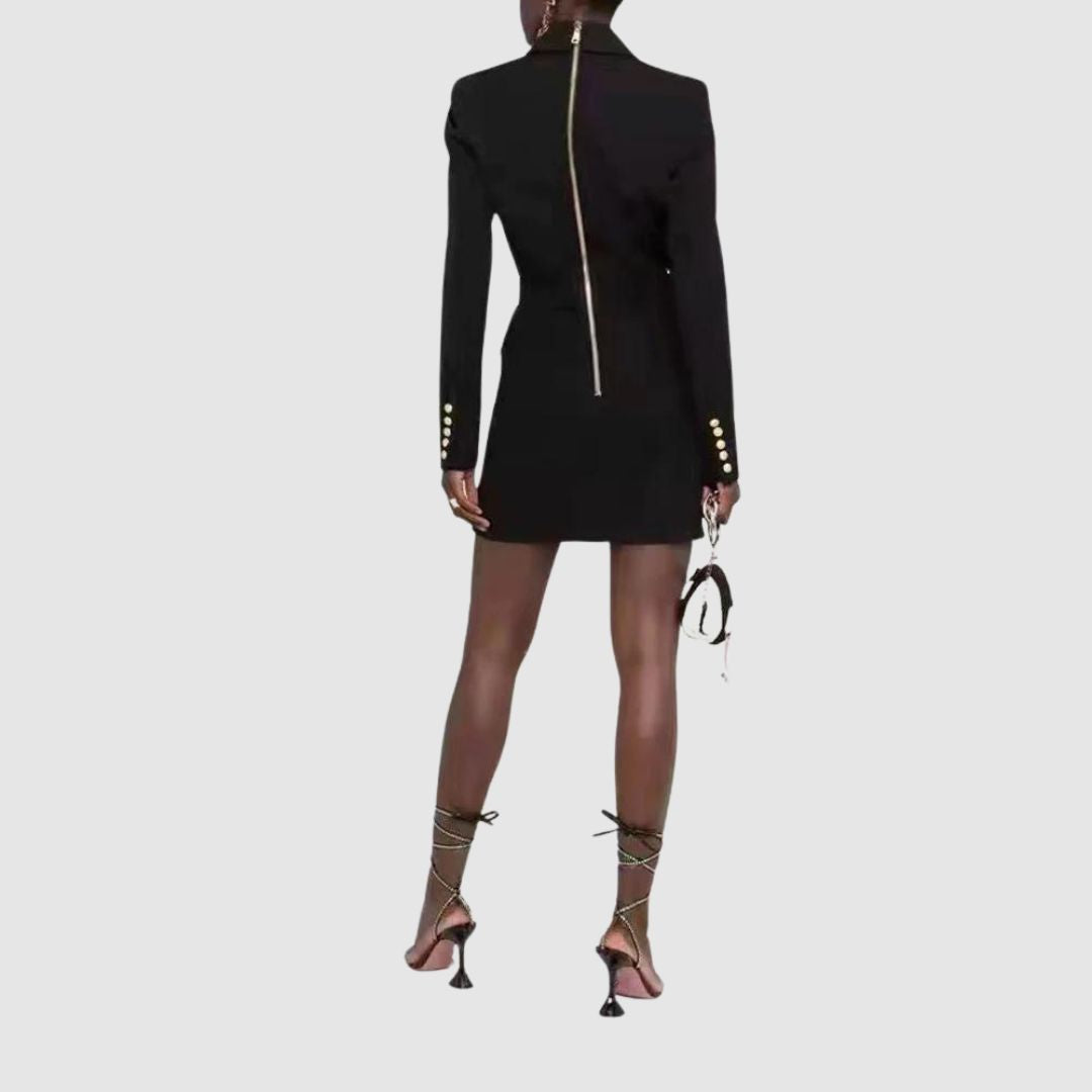 Women's Double-Breasted Blazer Dress | Mini | Gold Buttons | Autumn