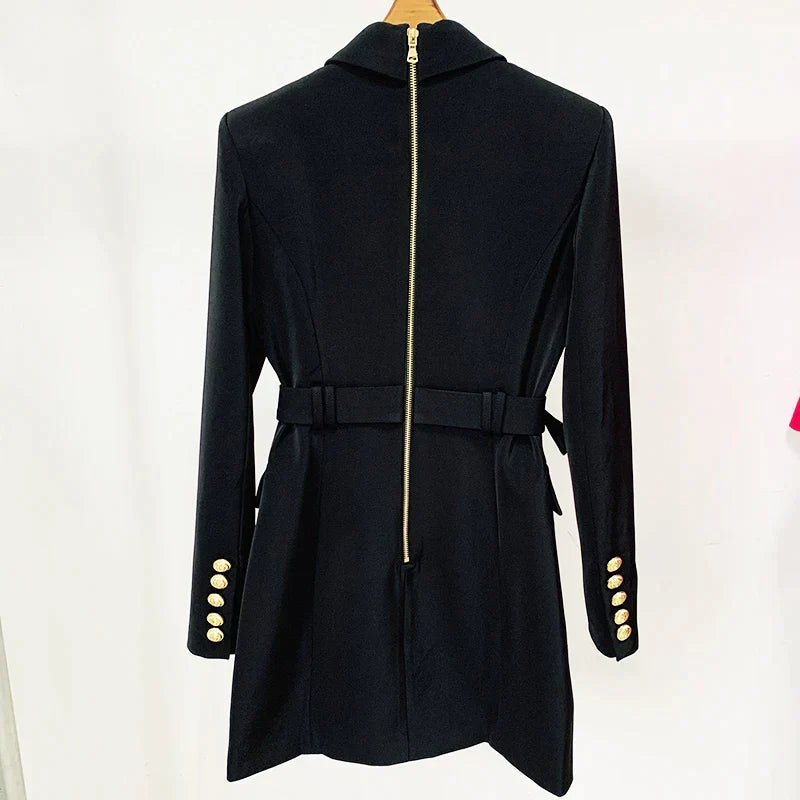 Women's Double-Breasted Blazer Dress | Mini | Gold Buttons | Autumn