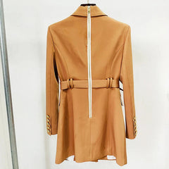 Women's Double-Breasted Blazer Dress | Mini | Gold Buttons | Autumn