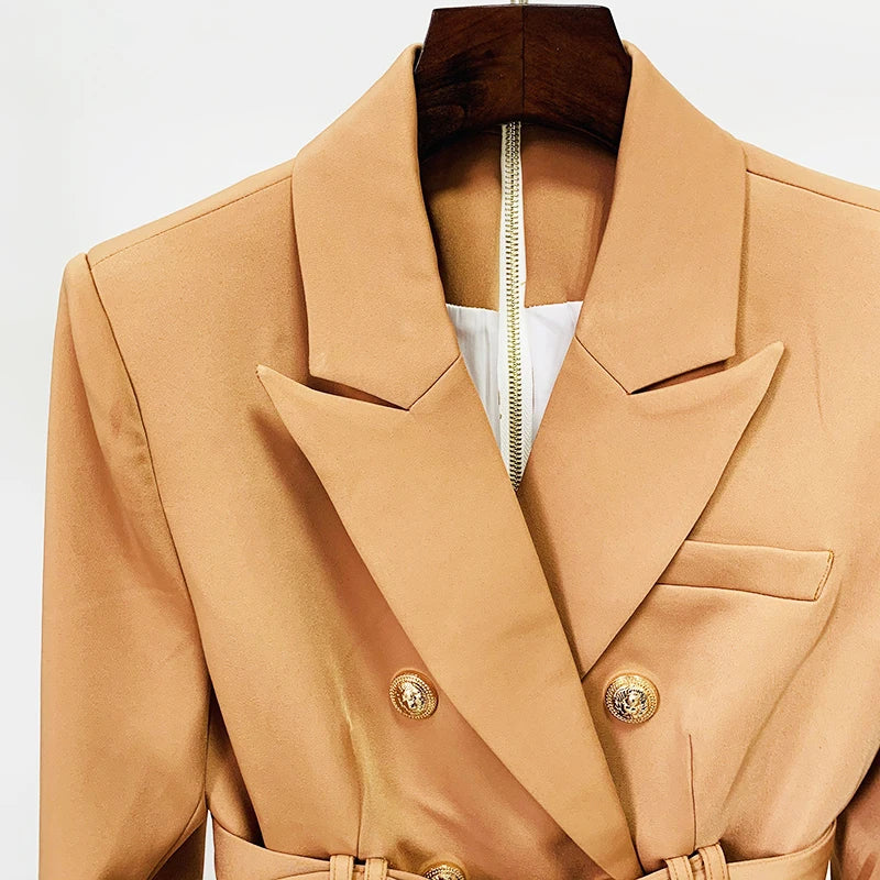 Women's Double-Breasted Blazer Dress | Mini | Gold Buttons | Autumn