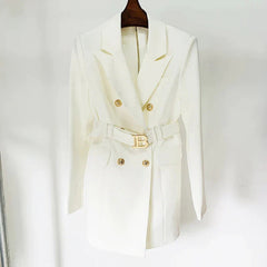 Women's Double-Breasted Blazer Dress | Mini | Gold Buttons | Autumn