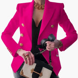 Women's Double-Breasted Blazer | Gold Buttons | Elegant | Autumn - Pink