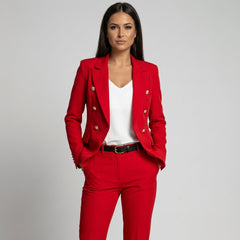 Women's Double-Breasted Blazer | Tailored & Powerful | Spring - Red