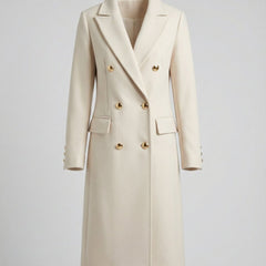 Women's Double-Breasted Midi Overcoat - Tailored Long-Sleeve | Autumn