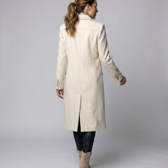 Women's Double-Breasted Midi Overcoat - Tailored Long-Sleeve | Autumn