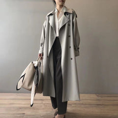 Women's Double-Breasted Water-Repellent Trench Coat - Classic Long