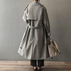 Women's Double-Breasted Water-Repellent Trench Coat - Classic Long
