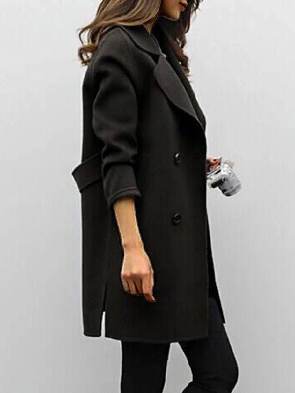 Women's Double-Breasted Wool Coat - Classic Tailored Fit | Autumn