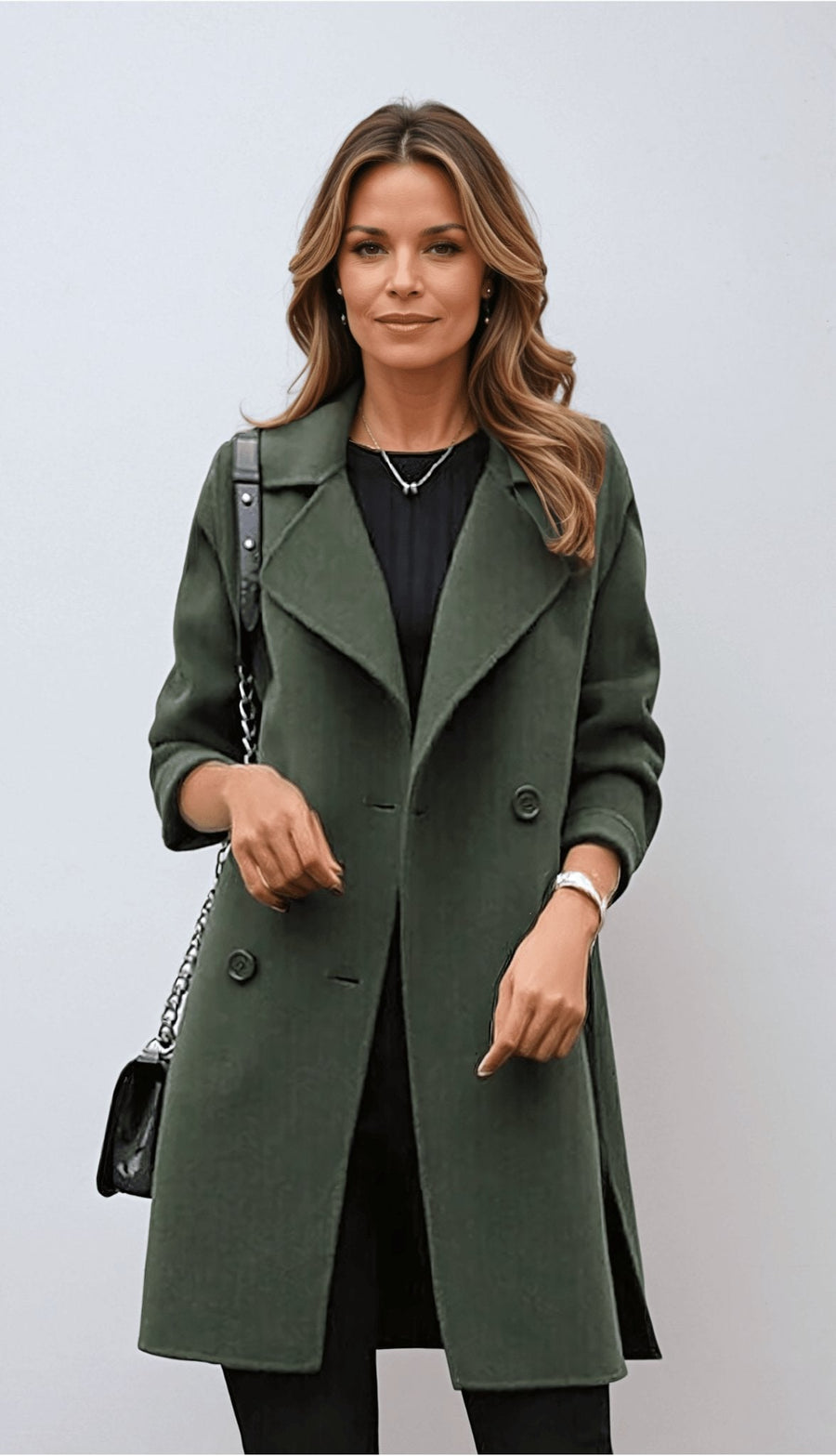 Women's Double-Breasted Wool Coat - Classic Tailored Fit | Autumn